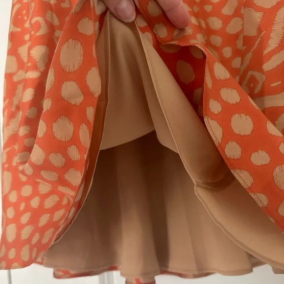Salvatore Ferragamo Ruffle Orange Leopard Silk Midi Skirt - size 42 (M) - Picture 4 of 6